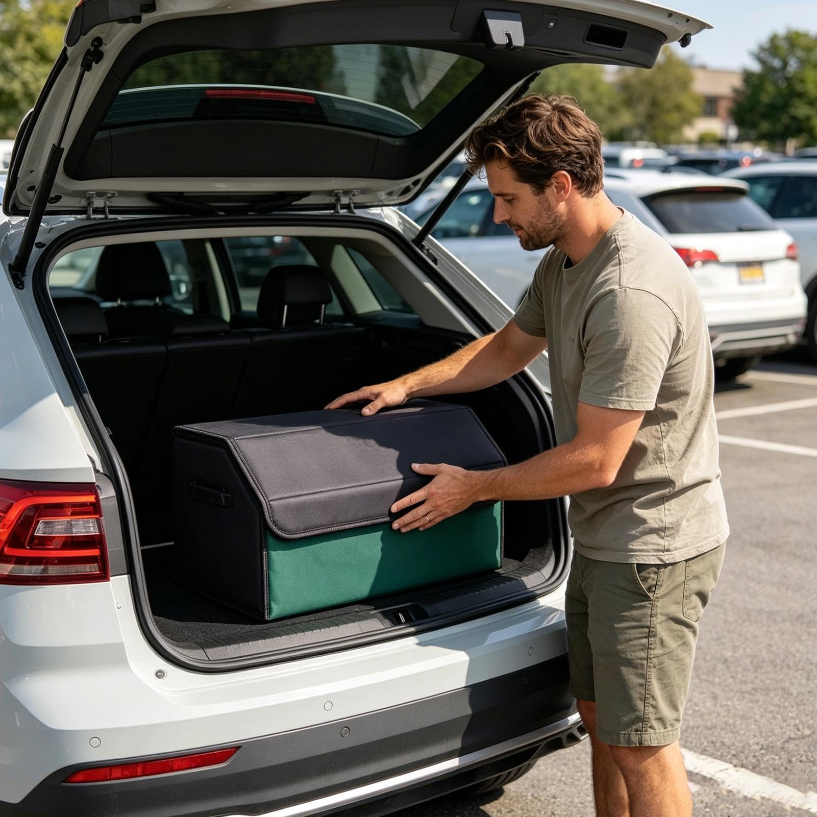 Organizador para maletero de SUV Portátil de Cuero PU | Organizador de Maletero Plegable con Cierre Magnético para Camión Camping Viaje por Carretera Carga Alimentos Herramientas