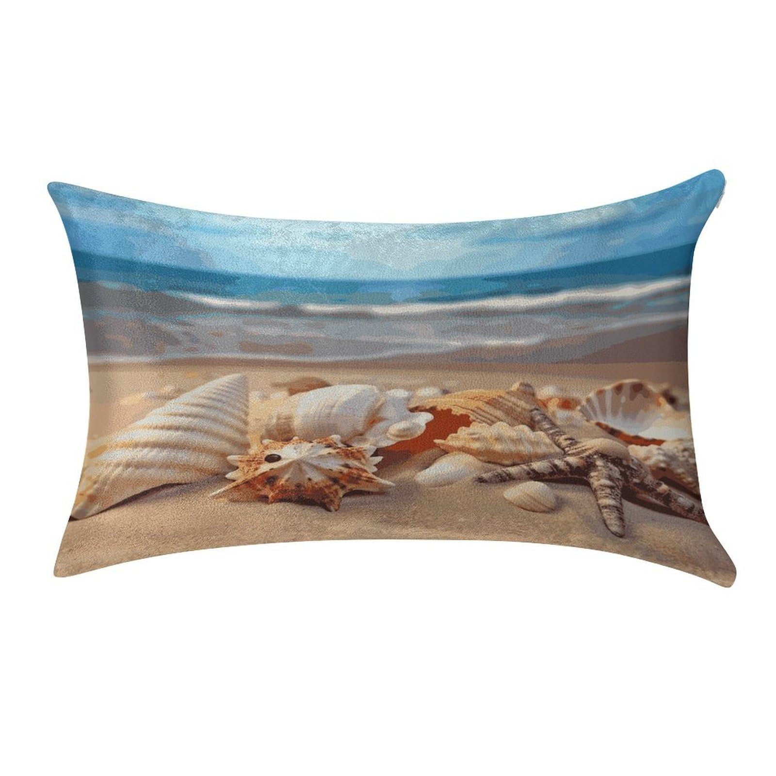 MUSM Seashells on The Sandy Beach Pillow Case 12"X20" Luxury Velvet Throw Pillow Cover Fade Resistant Cozy Soft Pillowcases Pillow Protector Pillow Shams Lumbar Pillow Shells for Home&Gifts