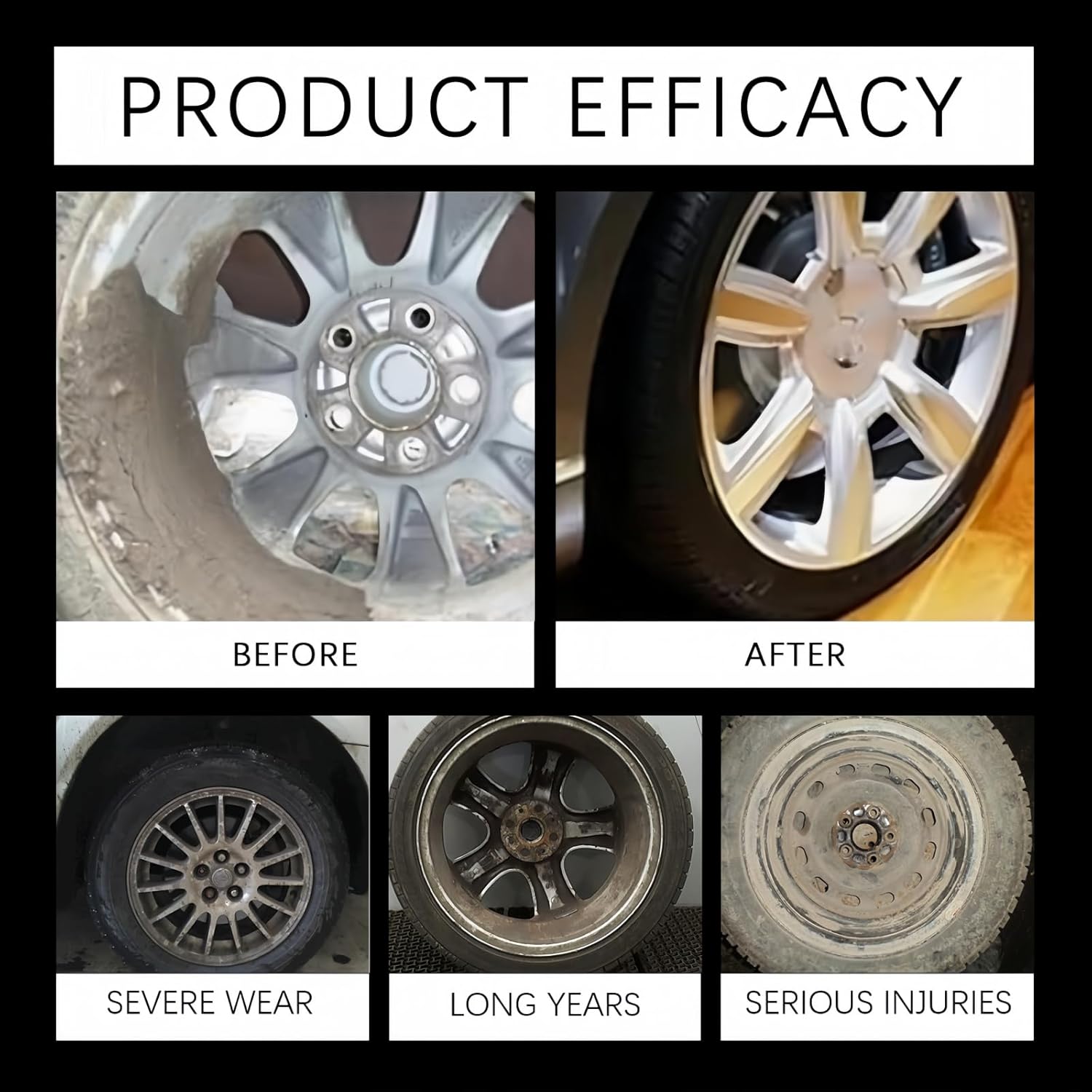 Enhanced Long-Lasting Black Tire Shine Wax & Conditioner – with Applicator, Resists Water & Sun Fading, for Cars, Trucks, Motorcycles 3.53 oz - Image 2