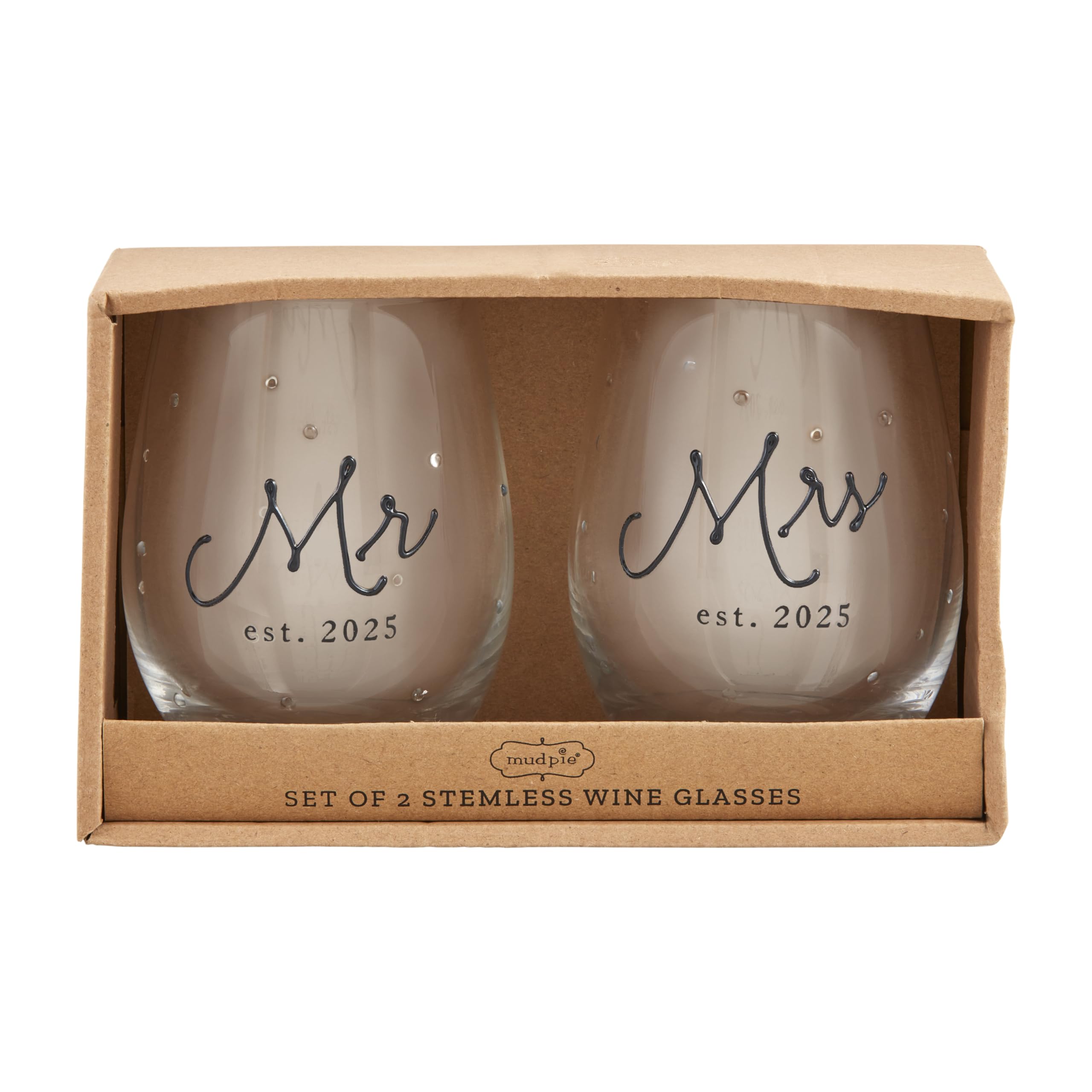 Service à verres Mud Pie Mrs Est 473 ml pour célébrer l'amour et la joie des jeunes mariés