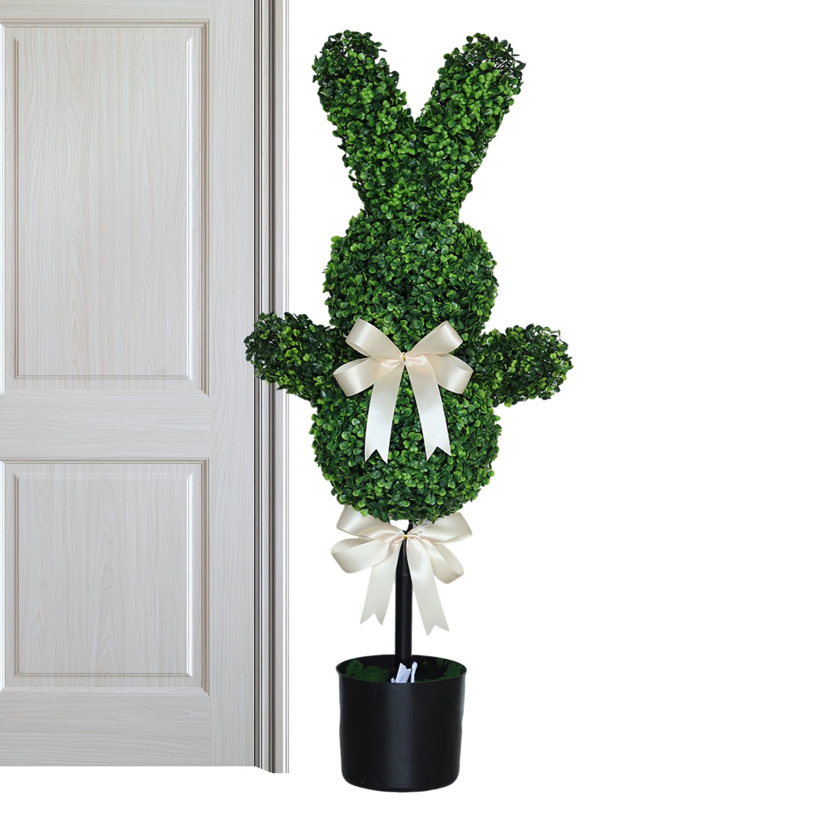 Albero Topiario Coniglio Pasquale 90 Cm Pianta Finta Bosso Decorativo