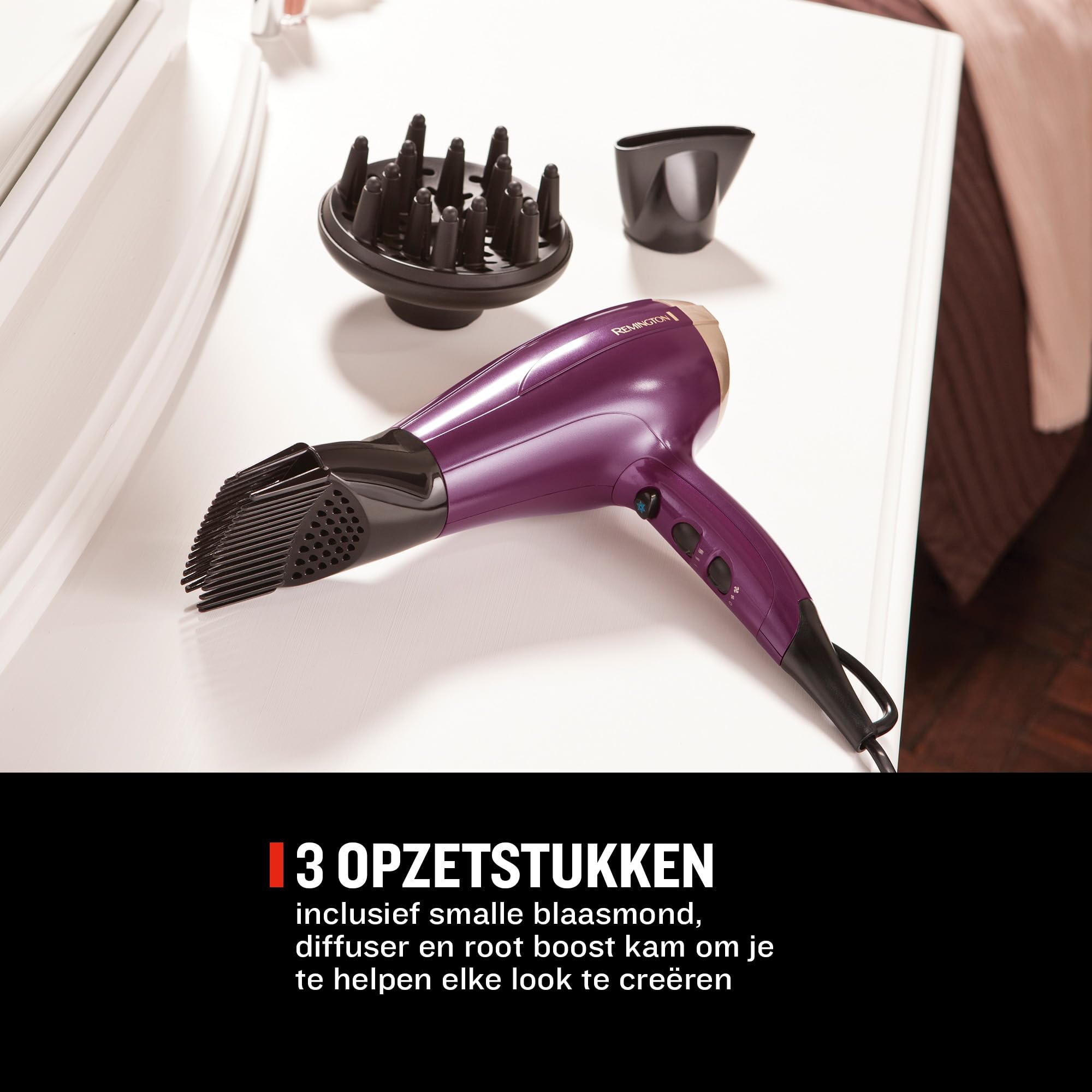 Remington Haartrockner Ionen [leicht & mehr Volumen] Your Style (2300 W, Set inkl. Stylingdüse, Diffusor, Haaransatz-Booster für mehr Volumen, 3 Heiz- & 2 separate Gebläsestufen, Abkühlstufe) D5219