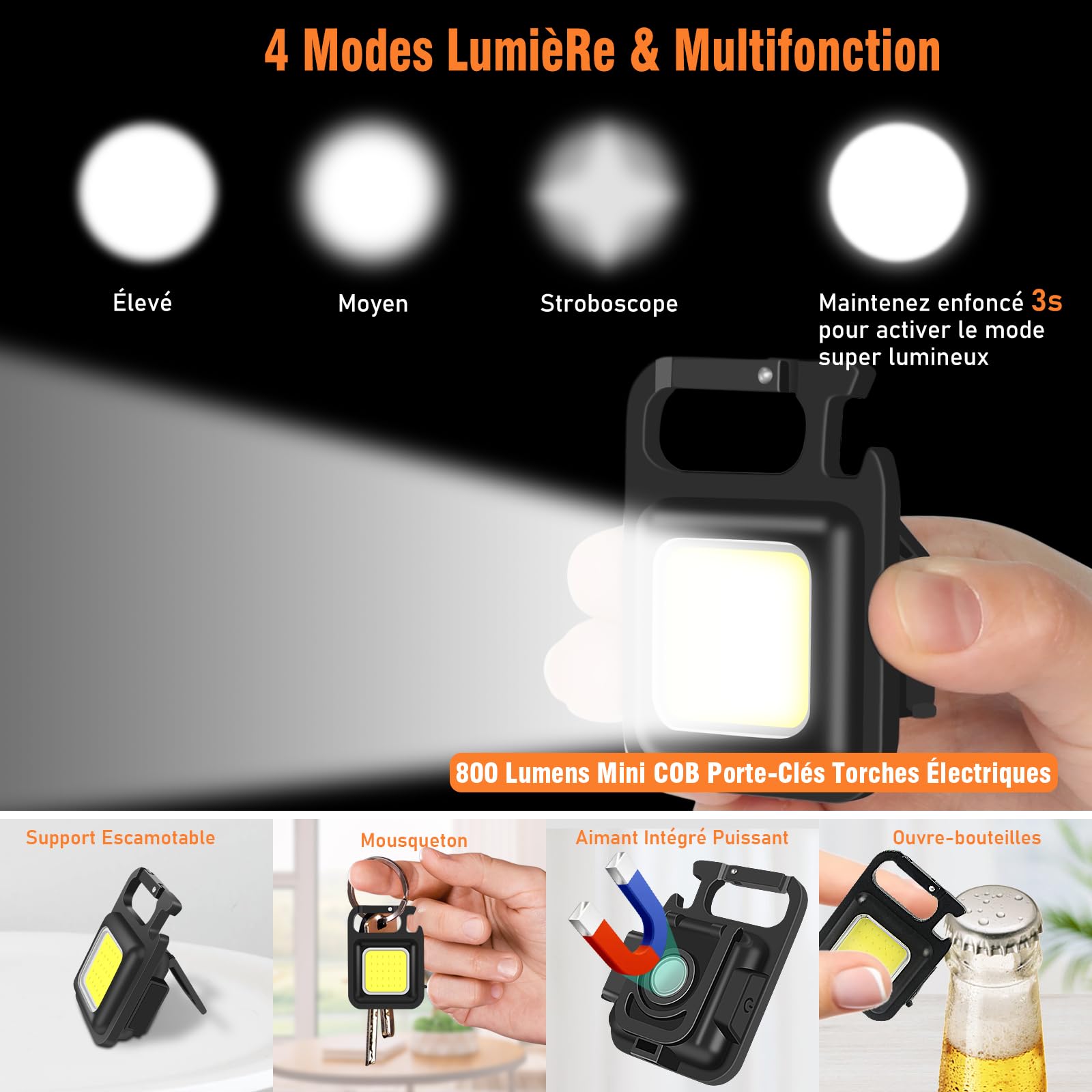 Shadowhawk Lampe Torche LED Ultra Puissante, 1,000,000 Lumens Lampe de Poche, XHM77.2 Lampe Torche Rechargeable USB, IP67 Étanche Lampe Torches, 5 Modes Flashlight pour Camping Randonnée Urgence