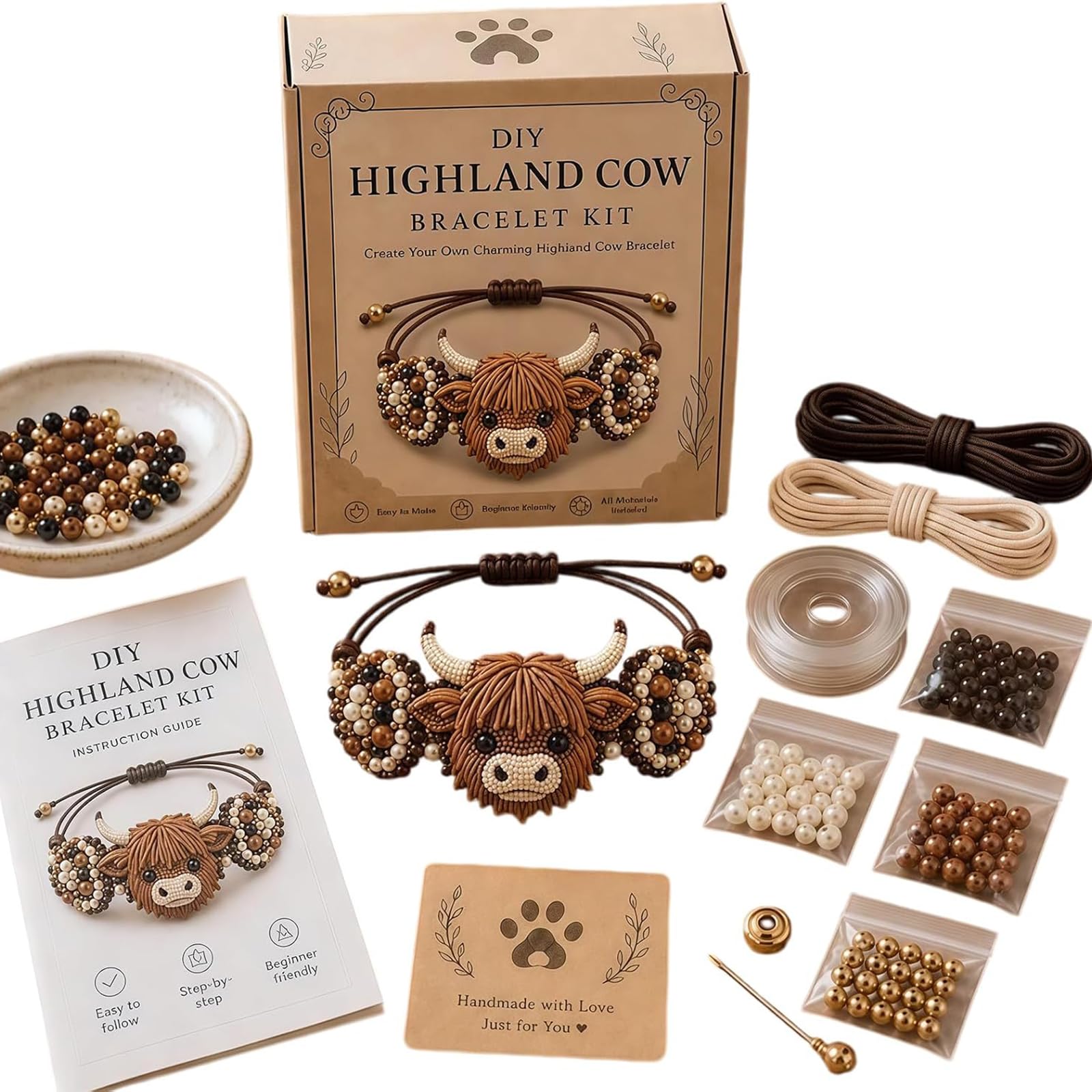 Fokayo DIY Beaded Bracelet Making Kit - Creative Manual Jewelry Art Craft, Cute 3D Beaded Animal Bracelet Craft Kit, Handmade Bead Weaving Jewelry Making Set with Instructions (#A)