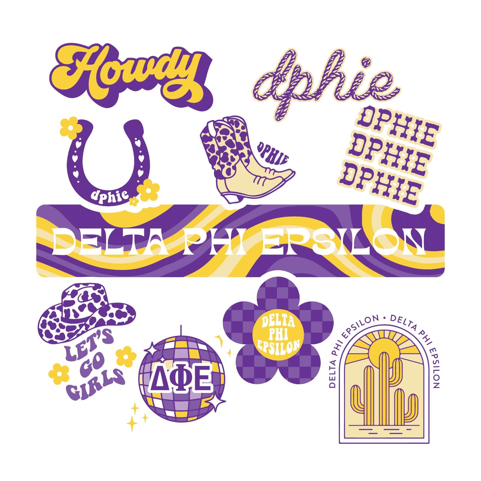 Autocollants Delta Phi Epsilon vinyle amovible par Sorority Shop