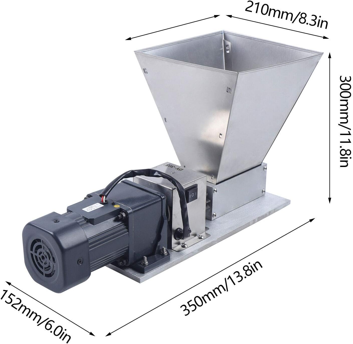 110V Electric Grain Mill Grain Grinder, 2 Roller Crusher Heavy Duty Malt Mill Homebrew Grain Crusher, Stainless Steel Barley Grinder for Grain Milling (US Plug)
