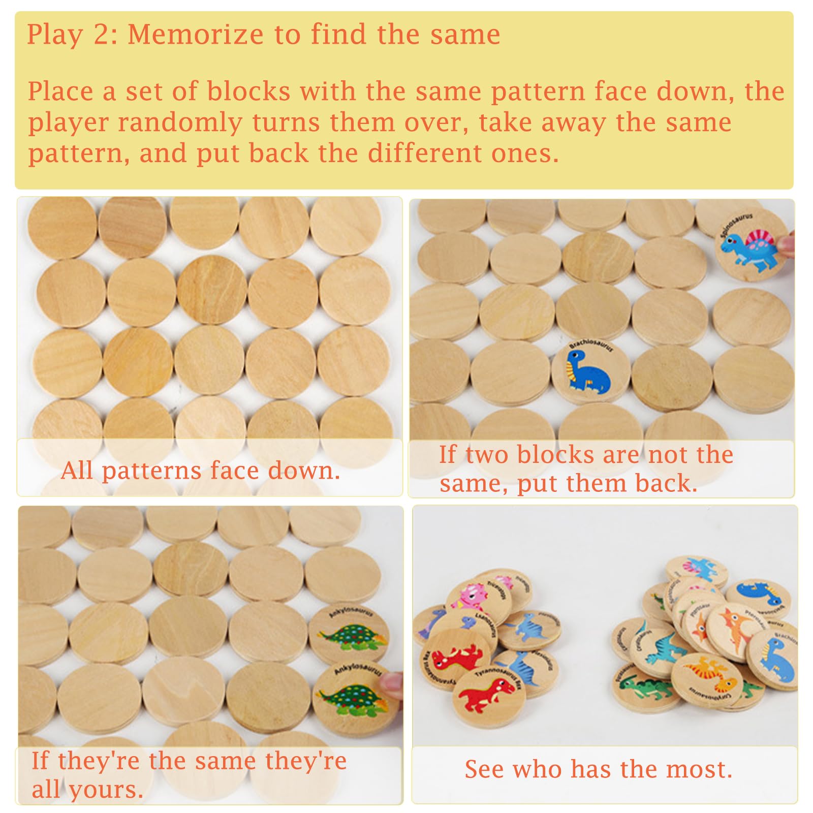 Gioco di Memoria con Coppie di Dinosauri, 24 Pezzi Gioco di Memoria con Coppie di, Gioco di memoria a coppie Giocattoli Montessori per Bambini dai 3 anni in su con 10 adesivi di dinosauri