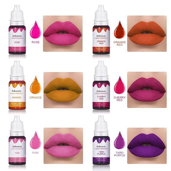 12 Colors Liquid Lip Gloss Pigment Set, DIY Lipstick Liquid Pigment for Set Making Lip Gloss, DIY Lip Cosmetic Dye, Edible Coloring Pure Plant for Gloss Base