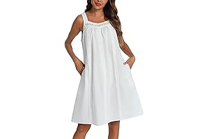 YOZLY Soft Cozy White Cotton Nightgown for Women