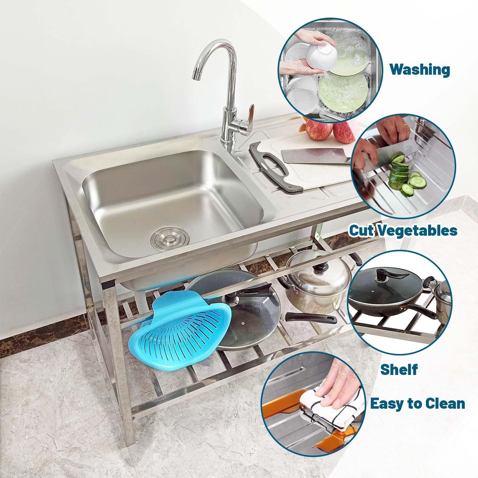 Catering Lavello In Acciaio Inox Giardino da Esterno 75x40xH75cm