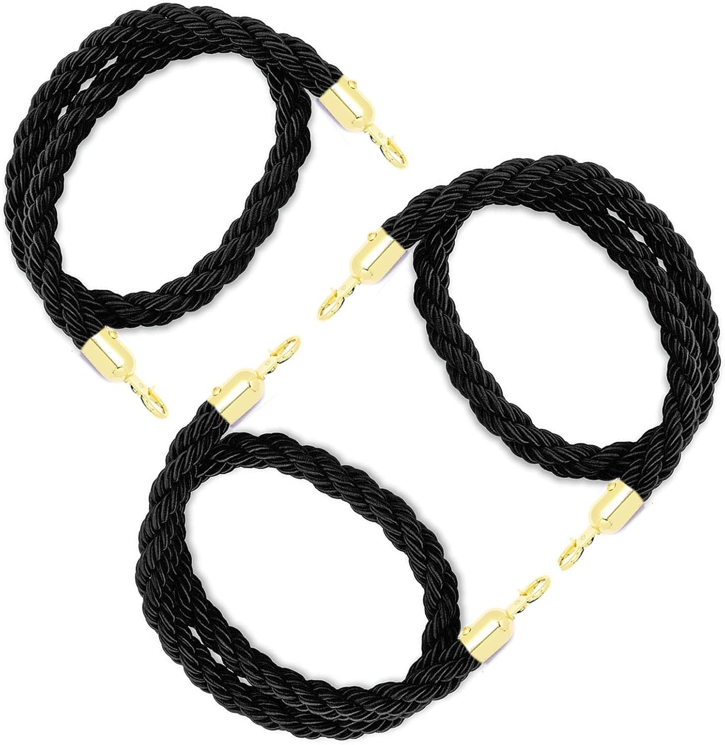 ZBBGTJK Retractable Ber Straps Braided Safety Cords for Queue Management Hotel Lobbies Events - 3 Pack 2.5m/8.2ft Stanchion Ropes