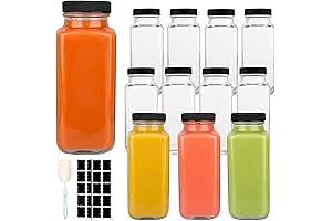 12 Pack Glass Bottles with Lids & 24 Silicone Sleeves