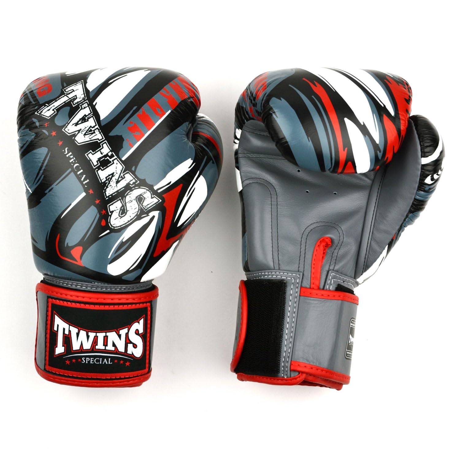 Twins Special FBGVL4 Printed Design Leather Boxing Gloves, Hook & Loop Closure, For Muay Thai, Boxing, Kickboxing & MMA Training & Sparring (Demon, 12oz) โ image 1