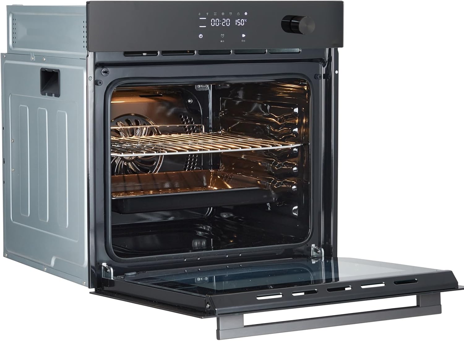 24 Inch Built-In Electric Single Wall Oven, 2.5 Cu.Ft Advanced Convection Cooking with Touch Glass Control,Mechanical Knobs Control with Timer,Black