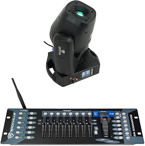 Rockville Rock SPOT 260W DJ Móvil Cabeza Spot/GOBO Luz+Controlador DMX Inalámbrico