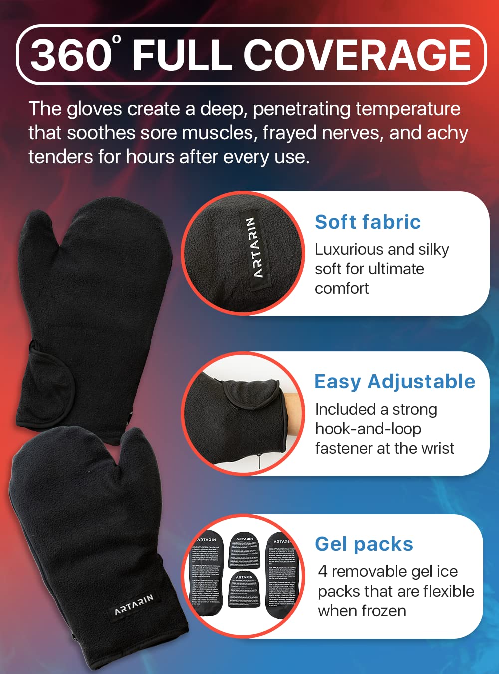 {New} Hot and Cold Hand Therapy Gloves Reusable Gel Ice Pack