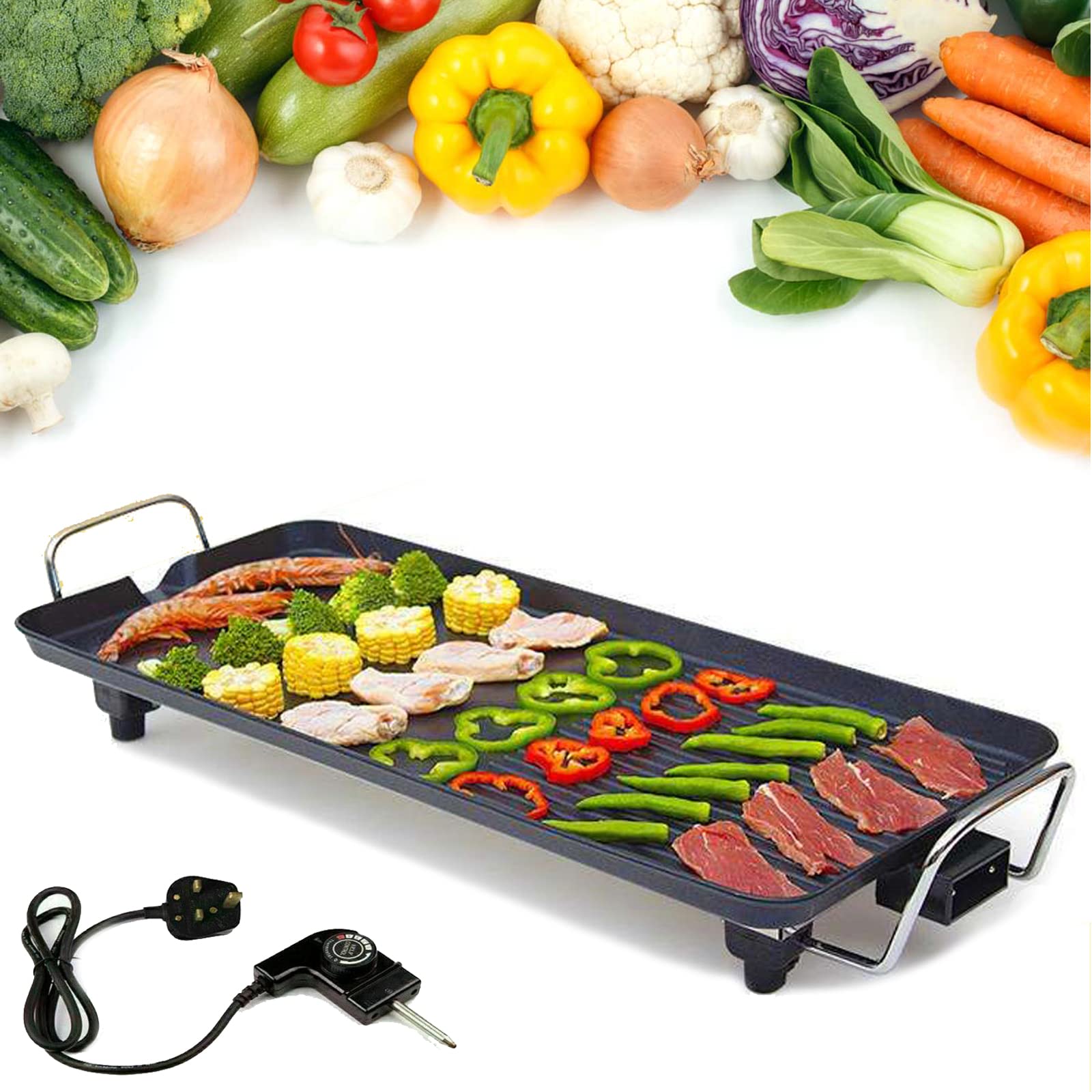 Buy Teppanyaki Grill Meat Pan Electric Indoor BBQ Grill 1500W Fast Heat