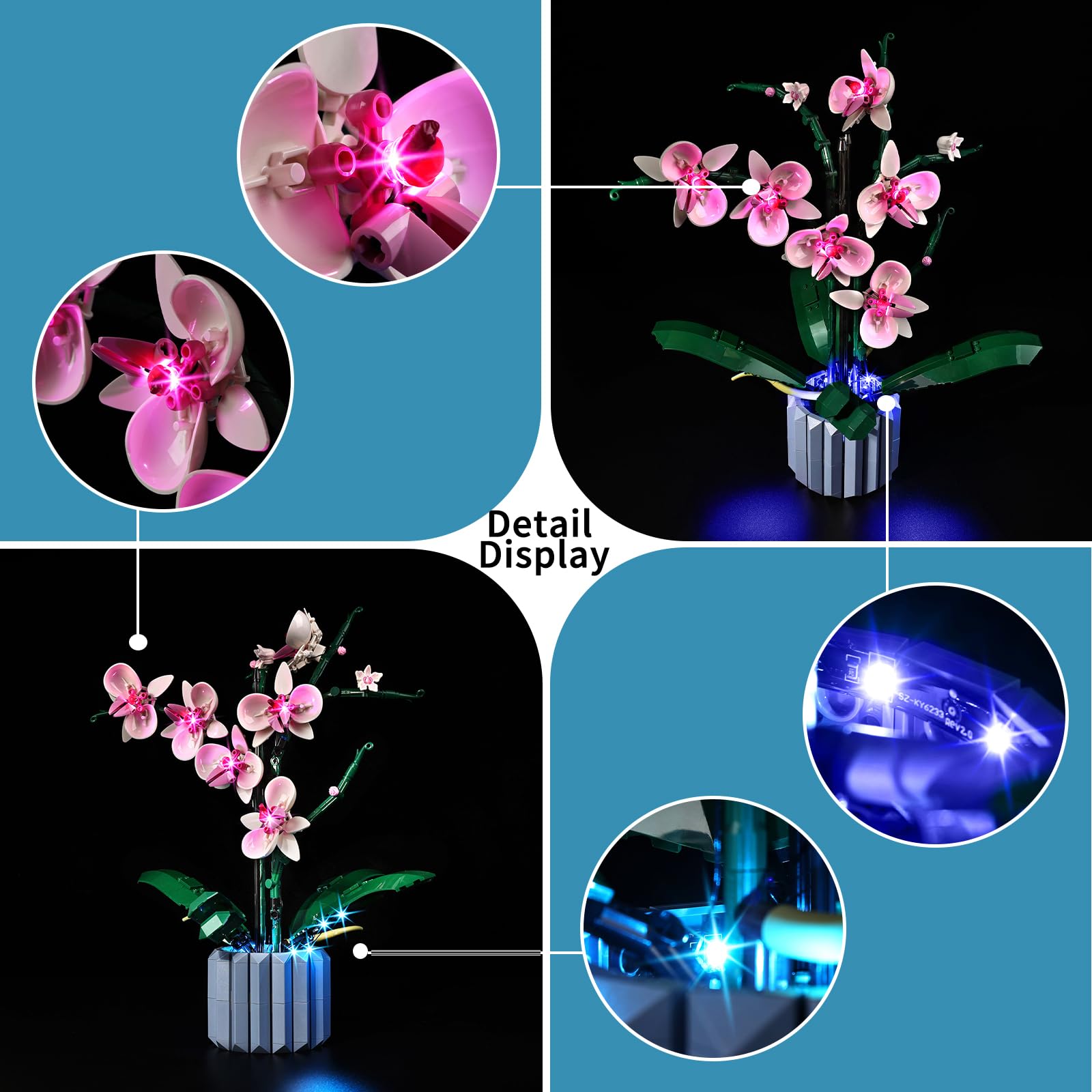 BrickSoul Led Light Kit for Orchid Building Set, Artificial Plant Light Kit, Light Up Lego 10311 - NO Lego Blocks Set (Classic Version)