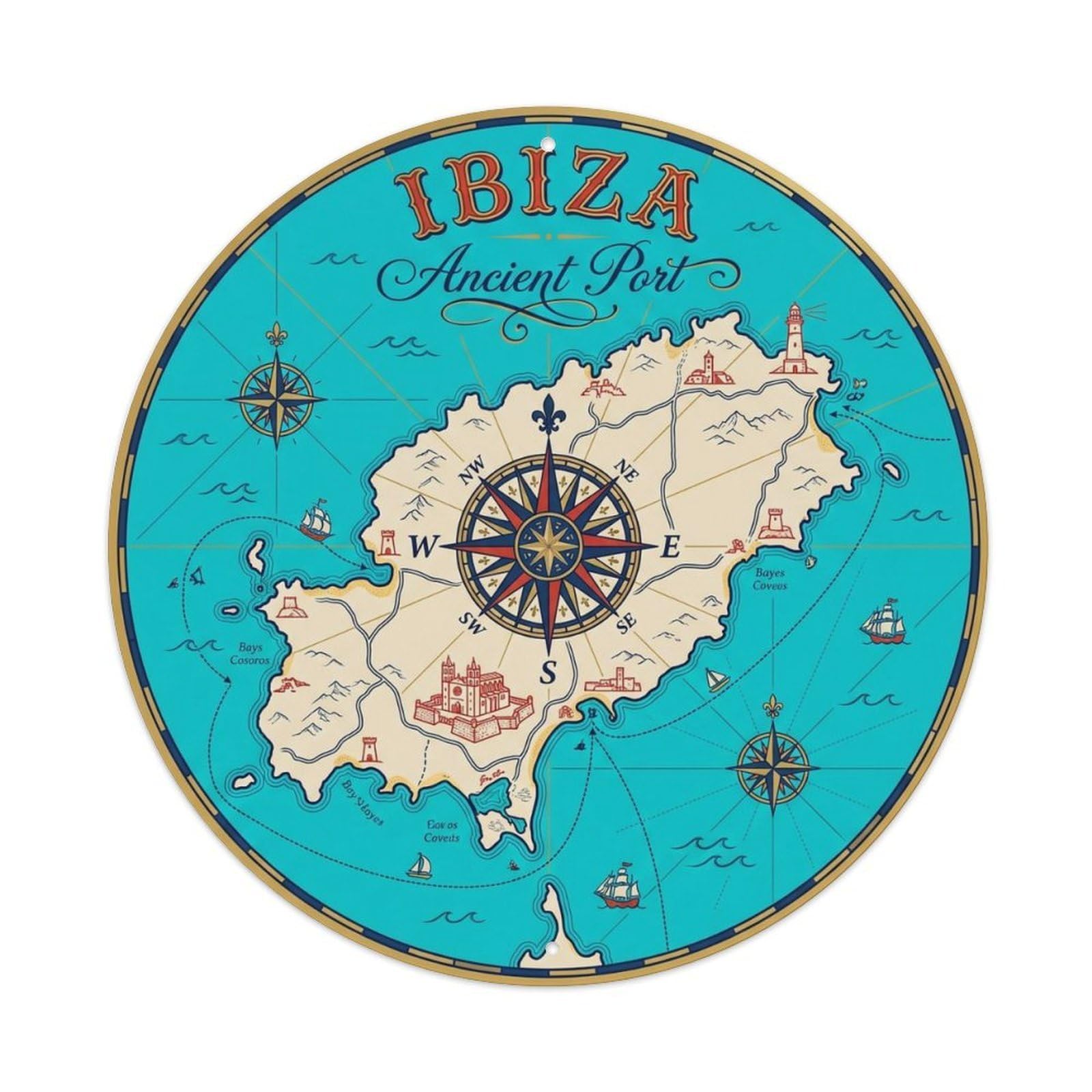 Vintage Travel Ibiza Spain Area Metal Tin Sign