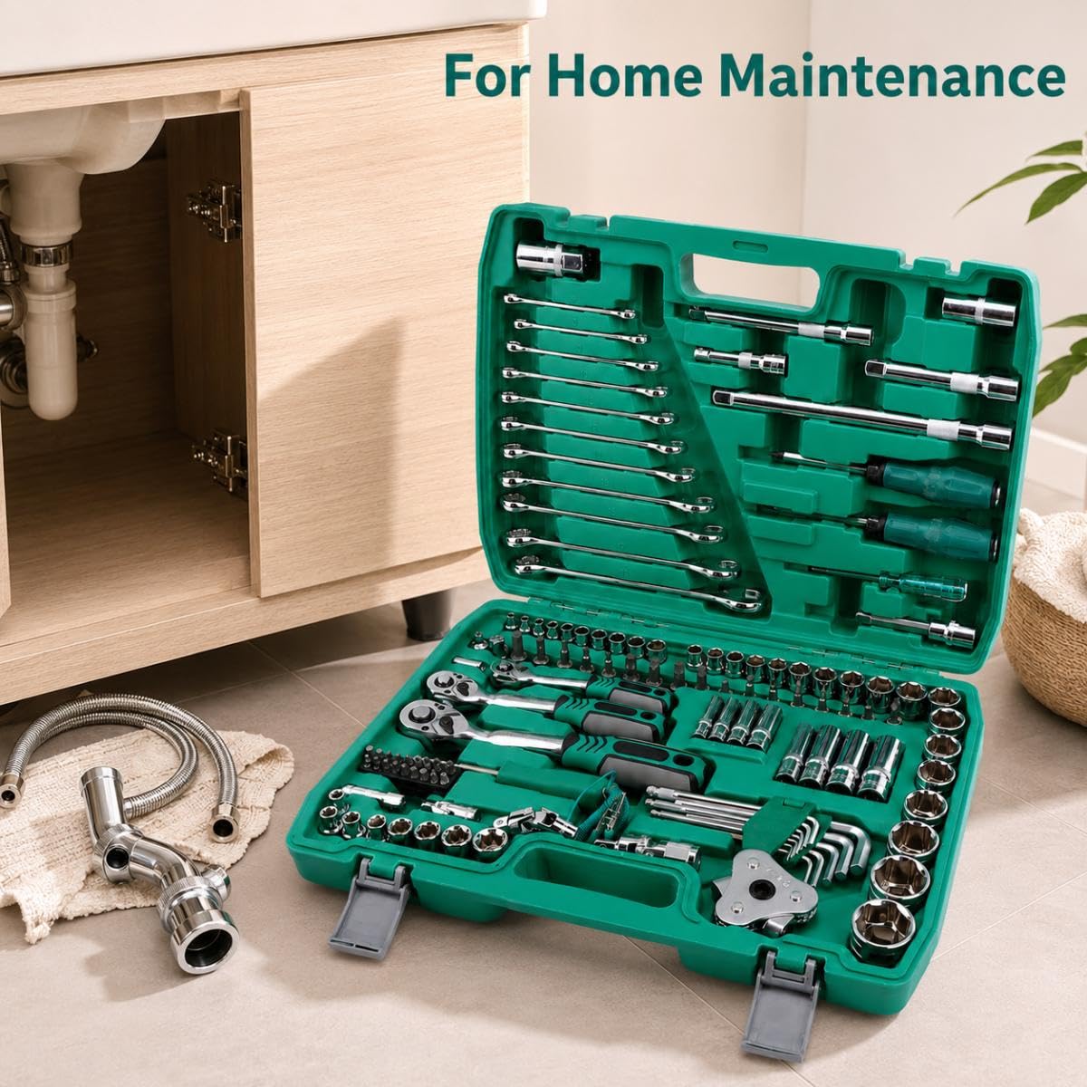 Caja Herramientas para Man M90 1988-1995 | Maletín portaherramientas para el Hogar Portátil Completa Juego de llaves Vaso Trinquete Reparaciones Domésticas Automotrices