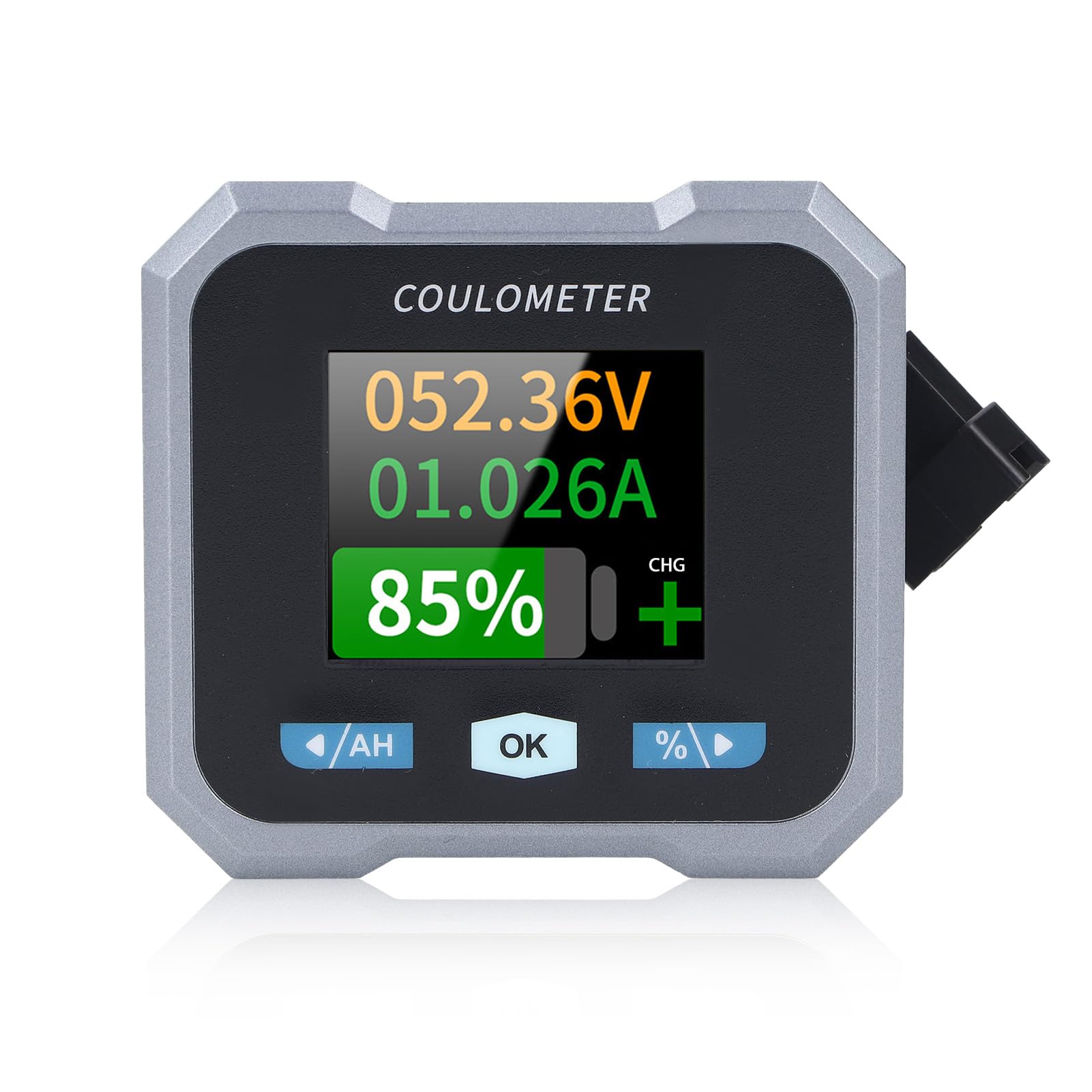 Battery Monitor 10-100V 0-100A, Capacity Percentage Time Power Voltmeter Ampmeter with Shunt, 1.8in Color Screen Bluetooth Battery Coulometer for RV Solar Panel Car