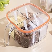 Vista 10 de Caja de condimentos con 4 compartimentos con tapa y 4 cucharas de servir, maceta transparente para especias y condimentos, contenedor de cocina