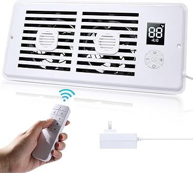 AGPTEK Register Booster Fan for 4 x 10 Register Holes, Quiet Air Vent Fans with 10-Speed, Intelligent Thermostat & Remote Control, Heating Cooling AC Vent Fan for Room Wall Floor Ceiling