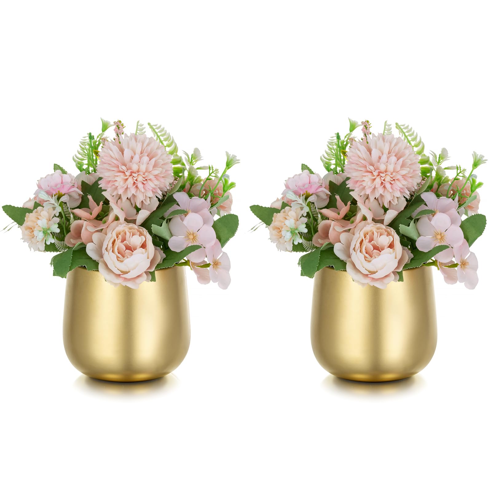 NUPTIO Piccolo Vaso per Centrotavola Matrimonio: 2 Pezzi 10cm Vasi Dorato Tavoli Centrotavolo Vintage per Nozze Feste Compleanno Decorazioni Metallo Fiori Vasi per Piante Soggiorno Balcone Ornamenti