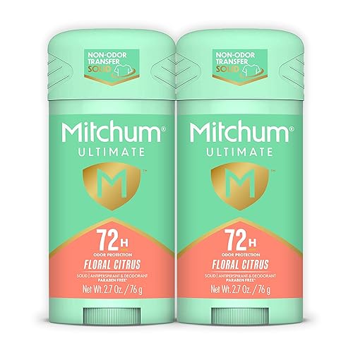 Mitchum Ultimate 72H Odor Protection - Antitranspirante y desodorante para mujer, paquete de 2, sólido invisible, cítricos florales, 2.7 onzas