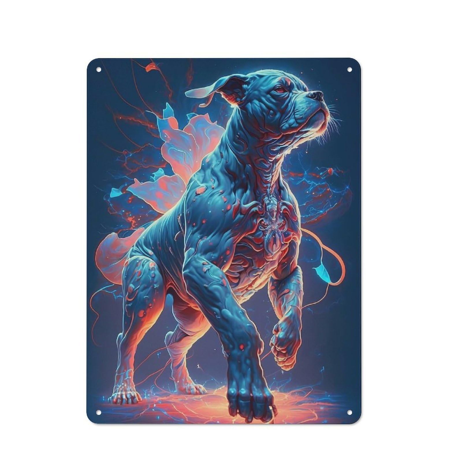 Junmoney Boxer Dog Storybook Decorative Metal Sign 40X30cm, Understated Studio Wall Plaque For Hobby Room, Office, Lounge Or Living Room