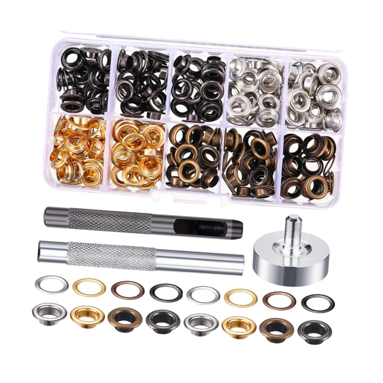 200pcs Metal Gas Eye Tool Kit Grommets Eyelet Button for Shoes Clothing Crafts