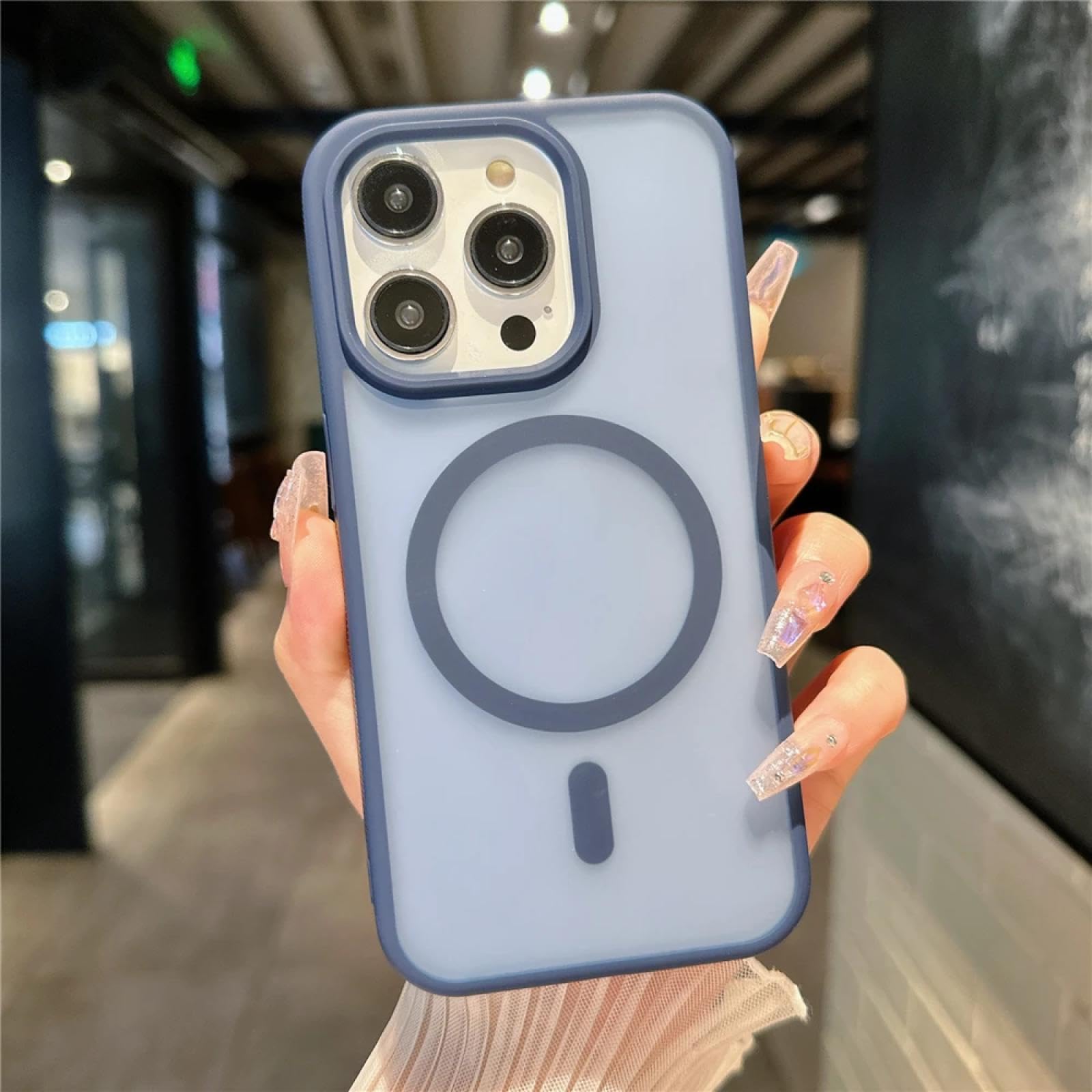 Coque iPhone 13 Pro Antichoc Rigide Finition Mate Translucide Bleu Marine - 7