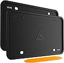 Aujen Silicone License Plate Frames Black, 2 Pack Car License Plate Frame, Universal US Black License Plate Holders Brackets Rust-Proof, Weather & Rattle-Proof, Car Accessories
