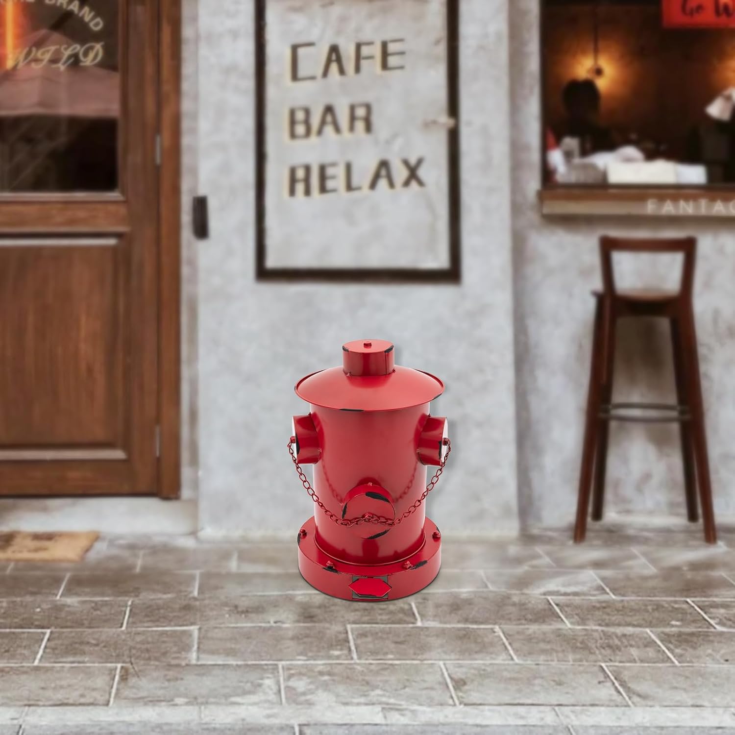 Retro Pedal Trash Can, Metal Fire Hydrant Retro Creative Garbage Can, 11.8x15.35in Vintage Trash Can with Inner Bucket and Lid, Indoor Outdoor Waste Bin for Kitchen, Bedroom, Bathroom (Red)