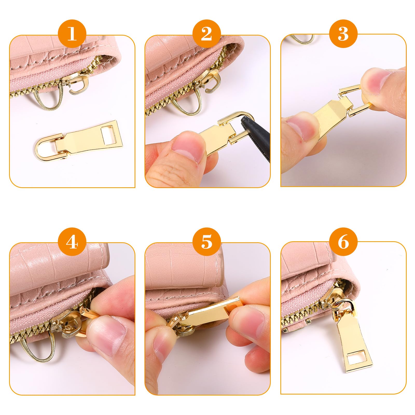 3 piezas de cremallera de repuesto para reparación de cremallera, pestaña deslizante de cremallera, reparación de pestañas doradas para equipaje, mochila, chaqueta, maleta, abrigo, bolsos, nociones de