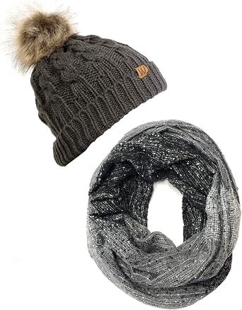 Bowbear Tartan Winter Infinity Scarf with Beanie