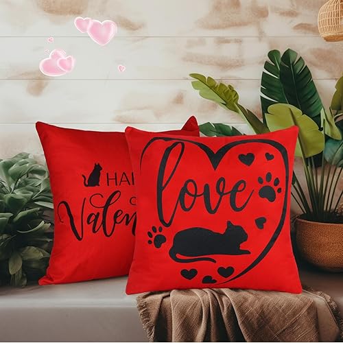 Miniatura 4 de GUDELAK Fundas de almohada de San Valentín de 18 x 18 pulgadas, juego de 4 fundas de almohada decorativas de San Valentín, decoración de San