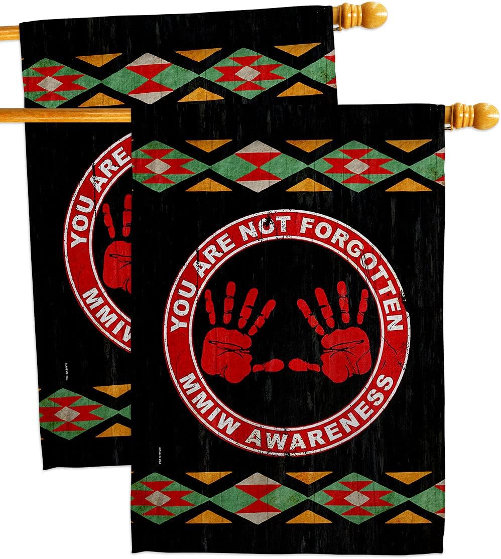 MMIW Awareness House Flag - 2 pcs Pack Support Cause BLM Anti Racism Justice Revolution Movement Equality Social - Decoration Banner Small Garden Yard Gift Double-Sided Made in USA 28 X 40