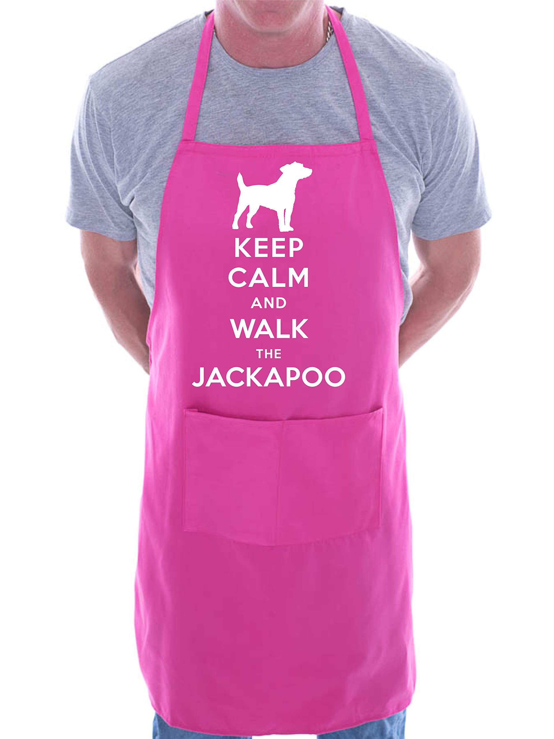 Print4U Apron BBQ Novelty Cooking Keep Calm and Walk The Jackapoo Dog Pink