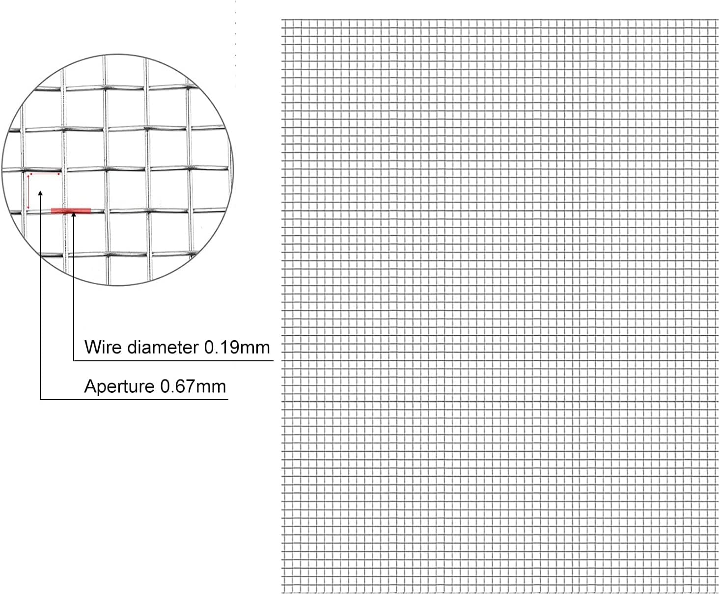 HEFJIAYCIQ Stainless Steel Vent Mesh 6 Mesh 12 Mesh 19 Mesh 30 Mesh 100 Mesh 300 Mesh Metal Mesh Screen Gap Blocker Blockages Filler Fabric Mesh,30 mesh,1x4m(39x157inch)