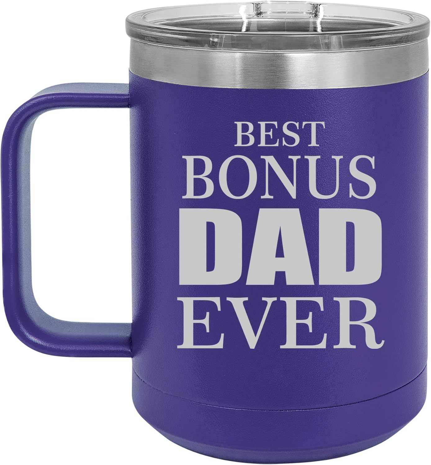 15 oz Tumbler Coffee Mug Travel Cup With Handle & Lid Vacuum Insulated Stainless Steel Best Bonus Dad Ever Step Father