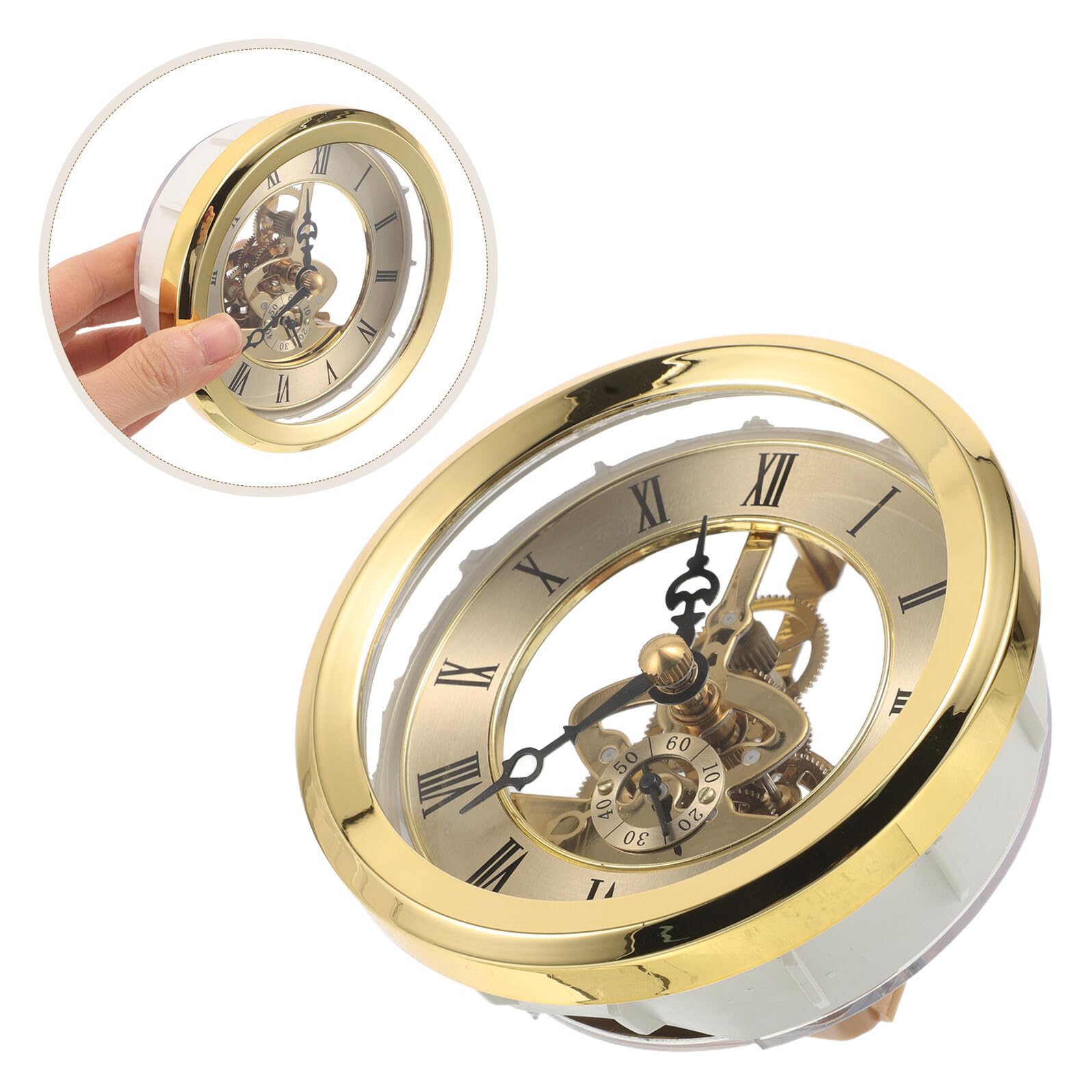 Uhrwerk Transparent mit Metallzahnrädern 103mm Durchmesser Quarz Ersatzteil für Wanduhr Selbstgemacht Uhrwerk mit Stabilem Einbau für Uhrenreparatur