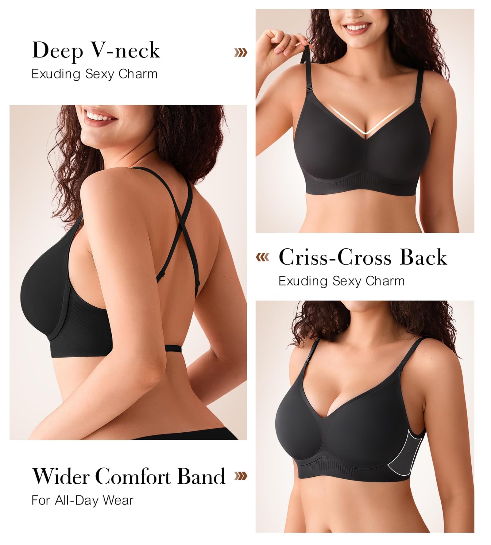 Brasier sin costuras de espalda baja para mujer, sin costuras, escote
