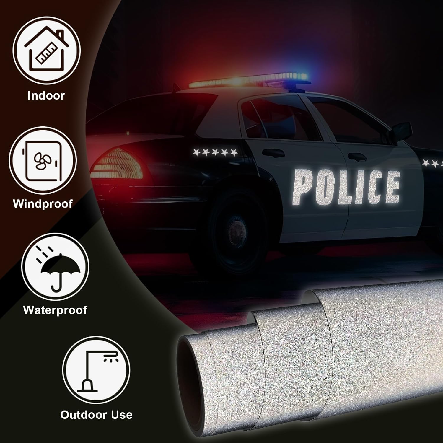 WRAPXPERT Reflective Vinyl for Cricut, 2 Rolls Reflective Vinyl Permanent - 2 Colors Vinyl (Black,White) Reflective Vinyl for Mailbox Numbers, Cars, Trucks, Motorcycles, Bikes, Helmets