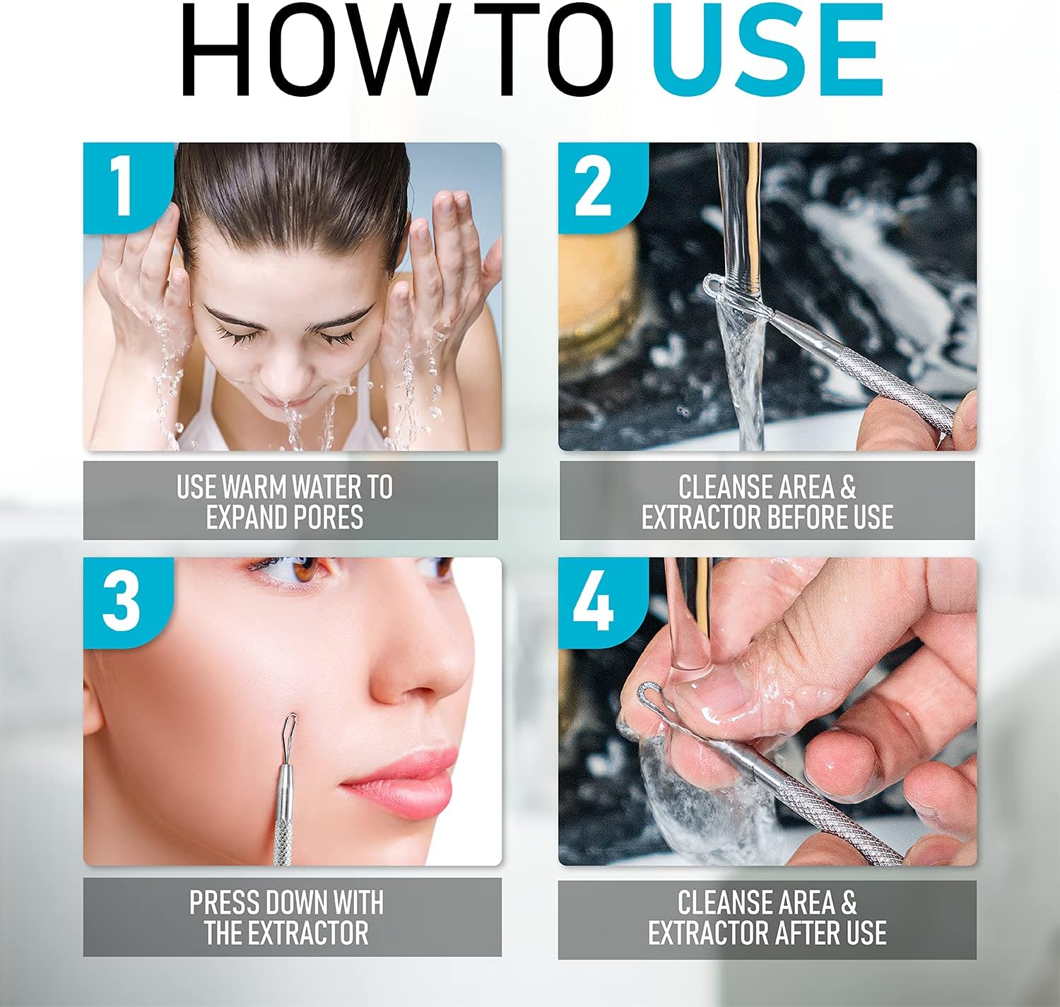 Blackhead Remover Pimple Extractor Popper Tool Acne Comedone Blackhead, Blemish, Whitehead Popping, Zit Removing for Nose Face, 304 - Stainless Steel