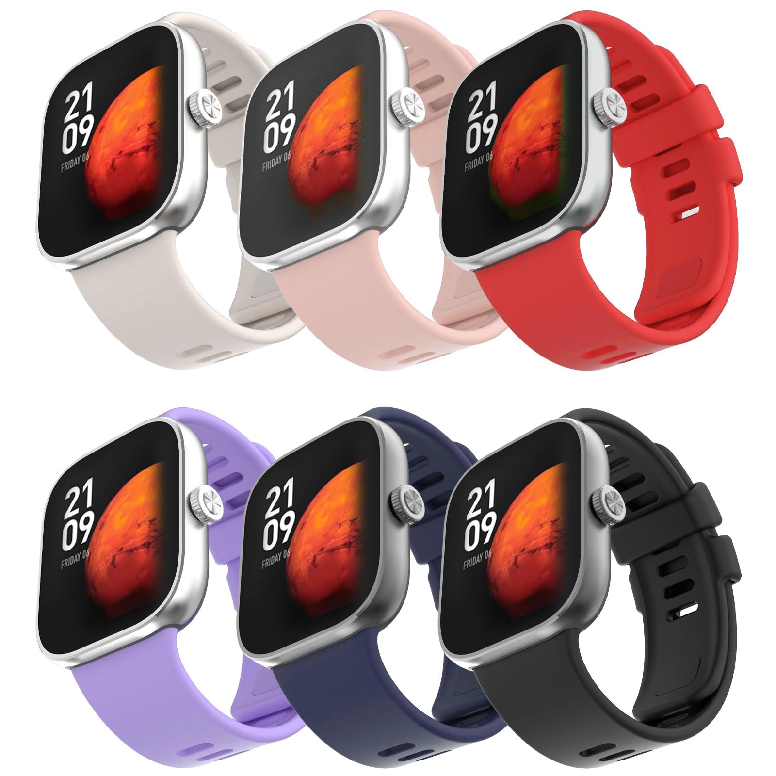 Z.DuDuZAZA Band Change Compatible with Redmi Watch 4/Redmi Watch 5 Smartwatch Belts for Women Men, [6 Pack] Soft Silicone Replacement Strap Durable