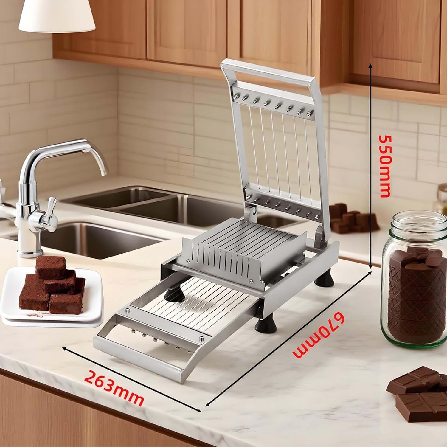 Wire Cheese Cutter,Manual Chocolate Cube Cutter,Food Choppers,for Butter, Soft Candy, Caramel, Gummy Candy