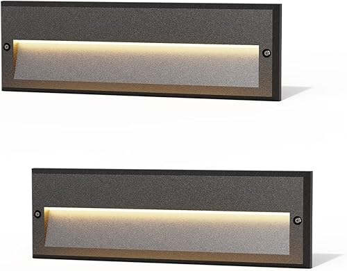 GOODSMANN Luces de paso de bajo voltaje de 10.6 pulgadas para exteriores, 12 V CA, luces de escalera con cable, 2 unidades, 6 W, LED, eléctrica,