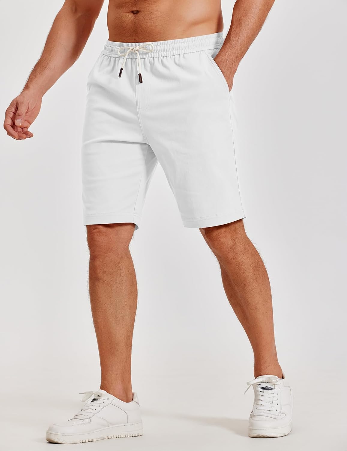 COOFANDY Mens Casual Shorts Cotton Elastic Waist Shorts Drawstring Summer Beach Shorts - Image 2