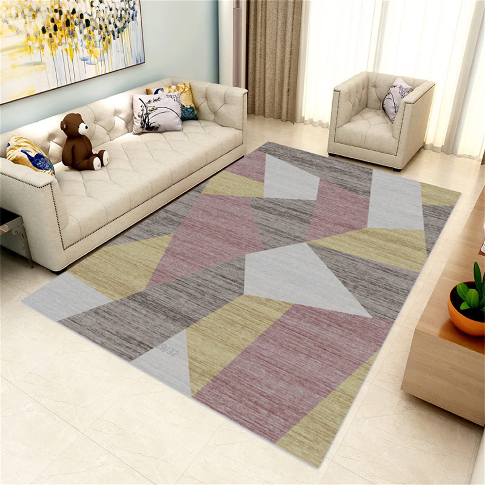 Tapis poil court salon 80x160cm multicolore moderne pour chambre de luxe